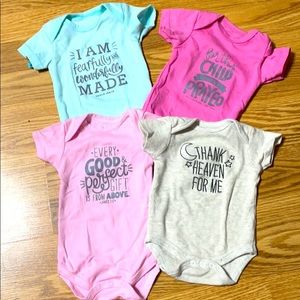 Bundle of 4 onsies with bible verses.
